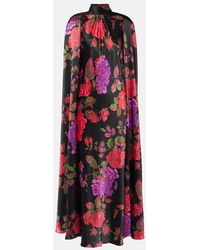 Rodarte - Caped Floral Silk Maxi Dress - Lyst