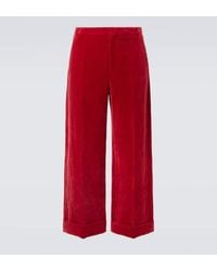Valentino - Cotton And Linen Velvet Wide-Leg Pants - Lyst