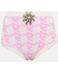 Area - Embellished Houndstooth Shorts - Lyst