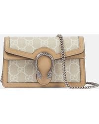Gucci - Dionysus Super Mini Leather-trimmed Coated-canvas Shoulder Bag - Lyst