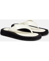 The Row - Ginza Two-Tone Leather And Suede Platform Flip Flops - Lyst