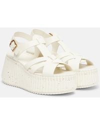 Chloé - Nama 80 Leather Platform Sandals - Lyst