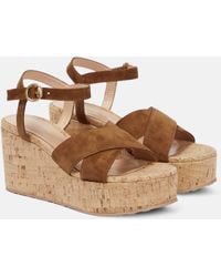 Gianvito Rossi - Suede Wedge Sandals - Lyst