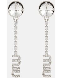 Miu Miu - Logo Crystal-Embellished Earrings - Lyst