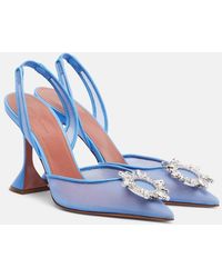 AMINA MUADDI - Begum Embellished Mesh Slingback Pumps - Lyst