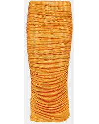Self-Portrait - Embellished Ruched Midi Skirt - Lyst
