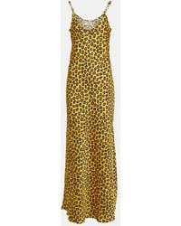 Rabanne - Chain-Detail Leopard-Print Satin Slip Dress - Lyst