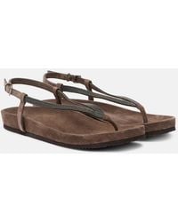 Brunello Cucinelli - Monili Suede Thong Sandals - Lyst