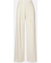 Ralph Lauren - Pantalon Ample Raye A Taille Haute En Laine - Lyst