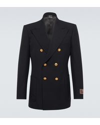 Gucci Double-breasted Wool Blazer - Black