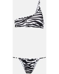 The Attico - Bikini monospalla con stampa - Lyst