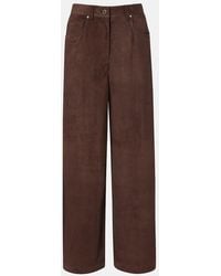 Brunello Cucinelli - Suede Wide-Leg Pants - Lyst
