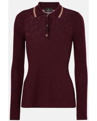 Etro - Printed Wool And Cotton Polo Sweater - Lyst