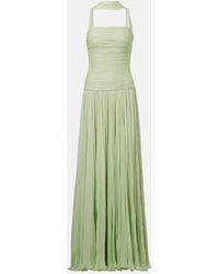 Marmar Halim - Pleated Scarf-Detail Silk Georgette Gown - Lyst