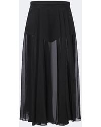 Dolce & Gabbana - Pleated Sheer Silk Chiffon Midi Skirt - Lyst