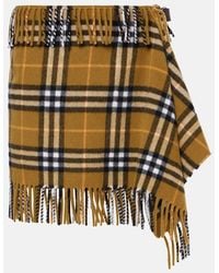 Burberry - Check Wool And Cashmere Miniskirt - Lyst