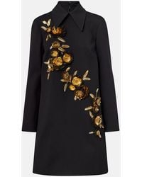 Carolina Herrera - Embellished Wool-Blend Shift Dress - Lyst