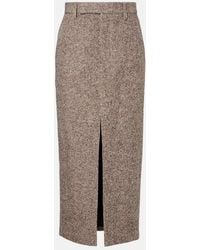 Brunello Cucinelli - Wool And Silk-Blend Midi Skirt - Lyst