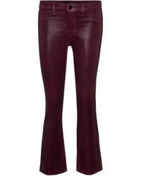 J Brand Selena Coated Bootcut Cropped Jeans - Red