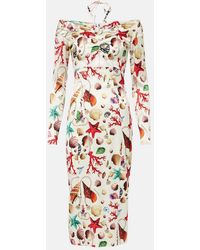 Dolce & Gabbana - Capri Printed Silk-Blend Midi Dress - Lyst