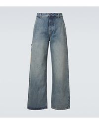 Loewe - Suede-Trimmed Straight Jeans - Lyst