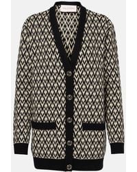 Valentino - Toute La V Virgin Wool Jacquard Cardigan - Lyst