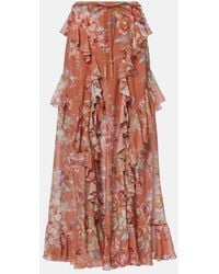 Zimmermann - Awaken Floral Cotton And Silk Maxi Skirt - Lyst