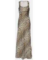 Ganni - Leopard-Print Chiffon Maxi Dress - Lyst