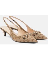 Gucci - Horsebit Gg Canvas Slingback Pump - Lyst