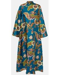 La DoubleJ - Magnifico Printed Silk Midi Dress - Lyst