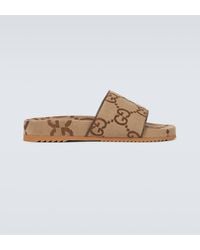 Gucci - GG Leather-trimmed Slides - Lyst