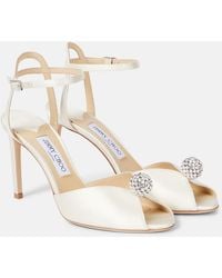 Jimmy Choo - Sacora 85 Embellished Satin Sandals - Lyst