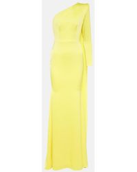 Alex Perry - Caped One-Shoulder Satin Gown - Lyst