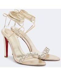 Christian Louboutin - Fanny Embellished Metallic Leather Sandals - Lyst