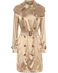 Burberry Kensington Satin Trench Coat - Natural