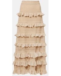 Zimmermann - Ruffled Metallic Pointelle-knit Midi Skirt - Lyst