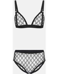 Gucci - Tulle Embroide gg Lingerie Set - Lyst