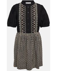 See By Chloé - See By Chloe Floral Embroidered Cotton Minidress - Lyst