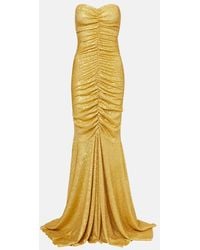Norma Kamali - Abito Lungo Con Paillettes E Ruches - Lyst
