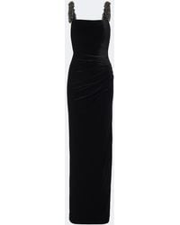Self-Portrait - Draped Embellished Velvet Gown - Lyst
