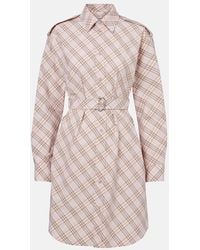 Burberry - Vestido Camisero De Algodon Con Check - Lyst