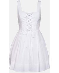 STAUD - Sutton Lace-up Stretch-cotton Mini Dress - Lyst