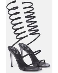 Rene Caovilla - Cleo Crystal-embellished Satin Heeled Sandals - Lyst