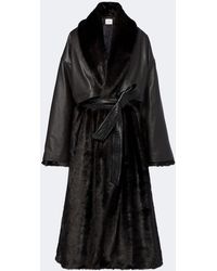Magda Butrym - Belted Leather-Trimmed Coat - Lyst