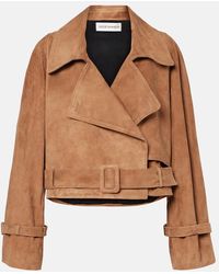 Nour Hammour - Hatti Cropped Suede Jacket - Lyst