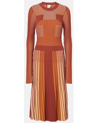 Tod's - Striped Plisse Midi Dress - Lyst