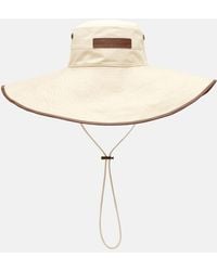 Burberry - Chapeau En Coton Melange Et Cuir - Lyst