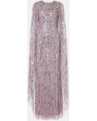 Jenny Packham - Elio Embellished Caped Gown - Lyst