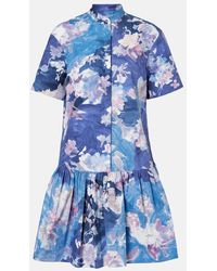 Erdem - Vestido Corto De Popelin De Algodon Con Peplum - Lyst