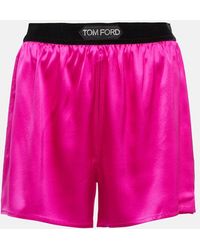 Tom Ford - Shorts in misto seta a vita alta - Lyst